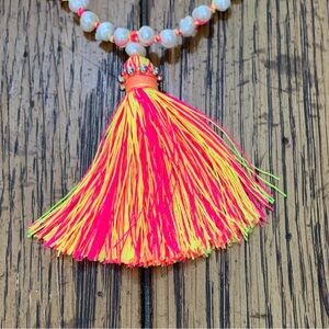 Poupette St. Barth Beautiful Bright Knotted & Tasseled Freshwater Pearl Necklace